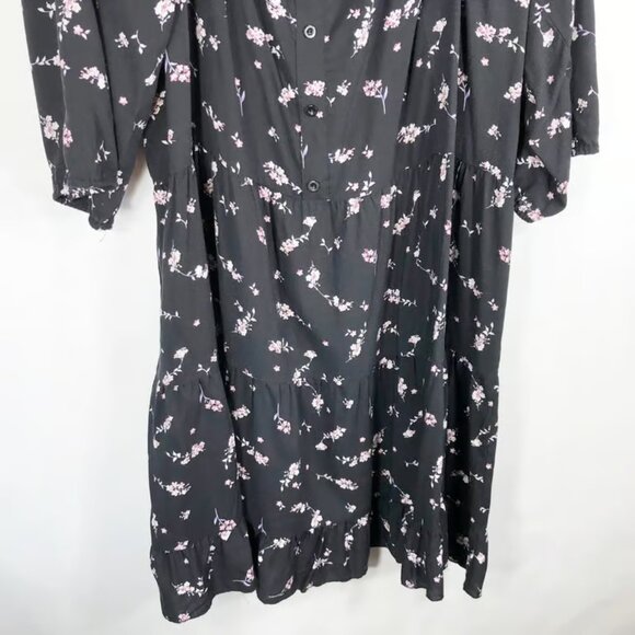 Rue21 Plus Sz 4X Dress Floral Black Off Shoulder Knee Length A Line Smocked - Picture 3 of 3